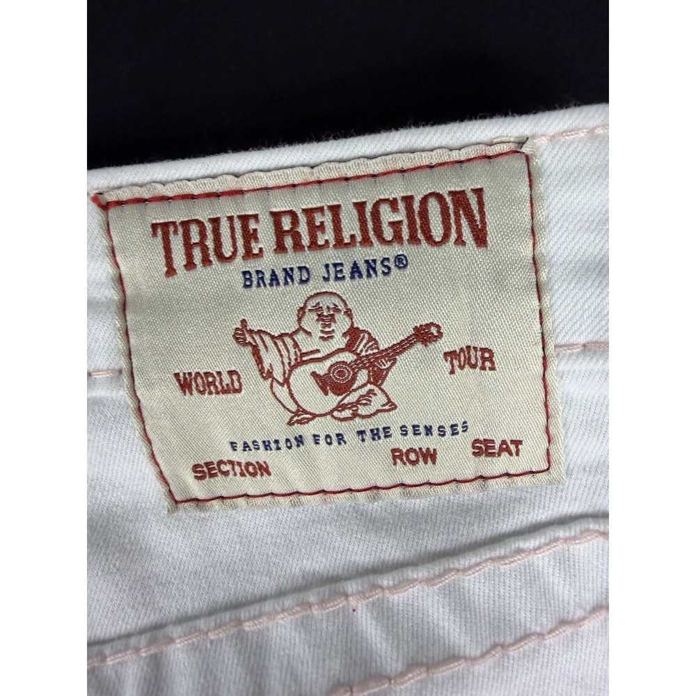 True Religion Jennie Curvy Mid Rise Super Skinny Jeans White Pink Stitch 30 - Picture 12 of 12